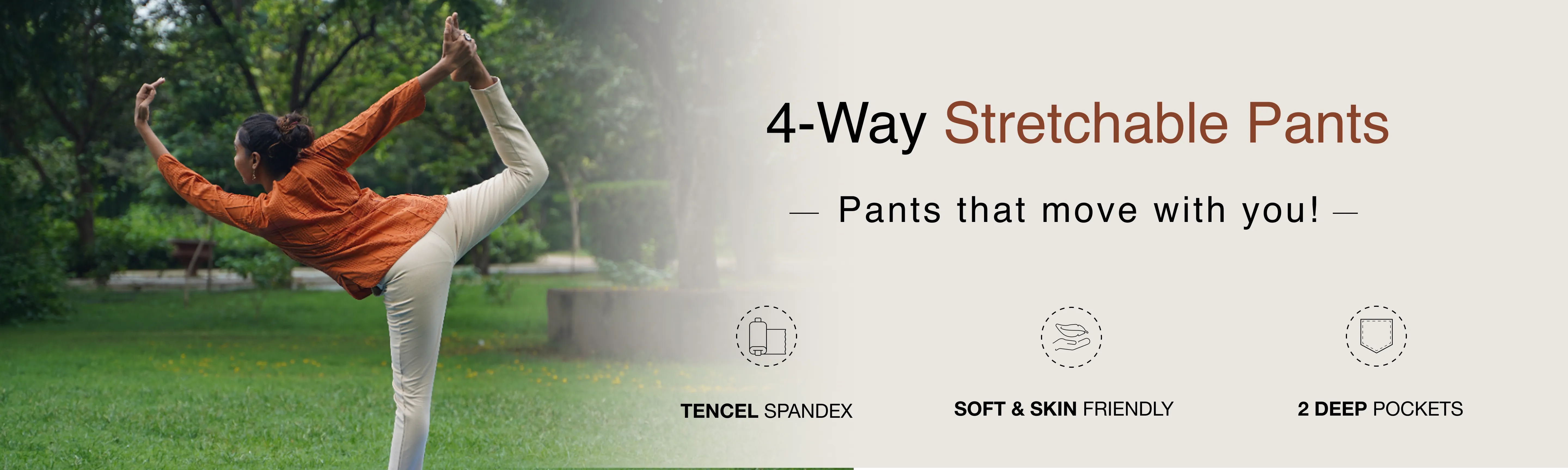 4-WAY STRETCHABLE PANTS banner desktop