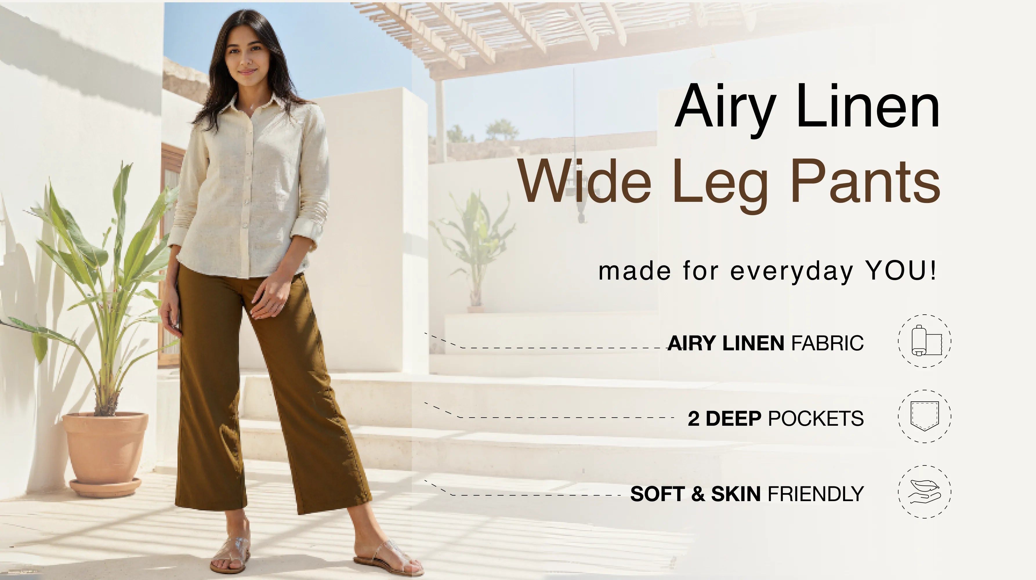 Airy Linen Wide Leg Pant banner mobile