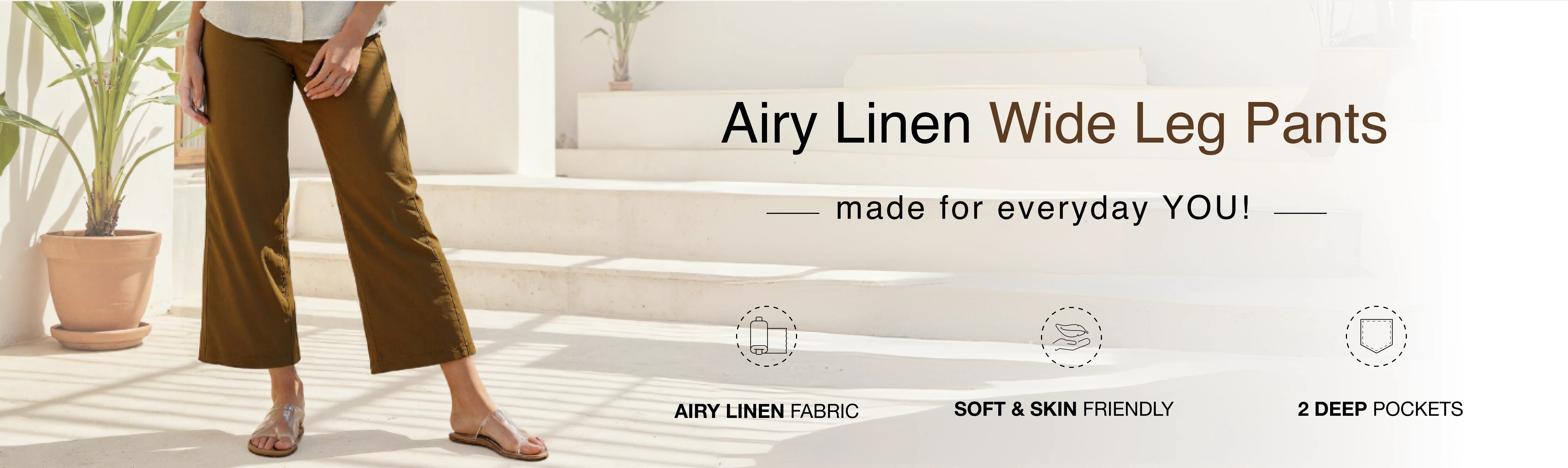Airy Linen Wide Leg Pant banner desktop