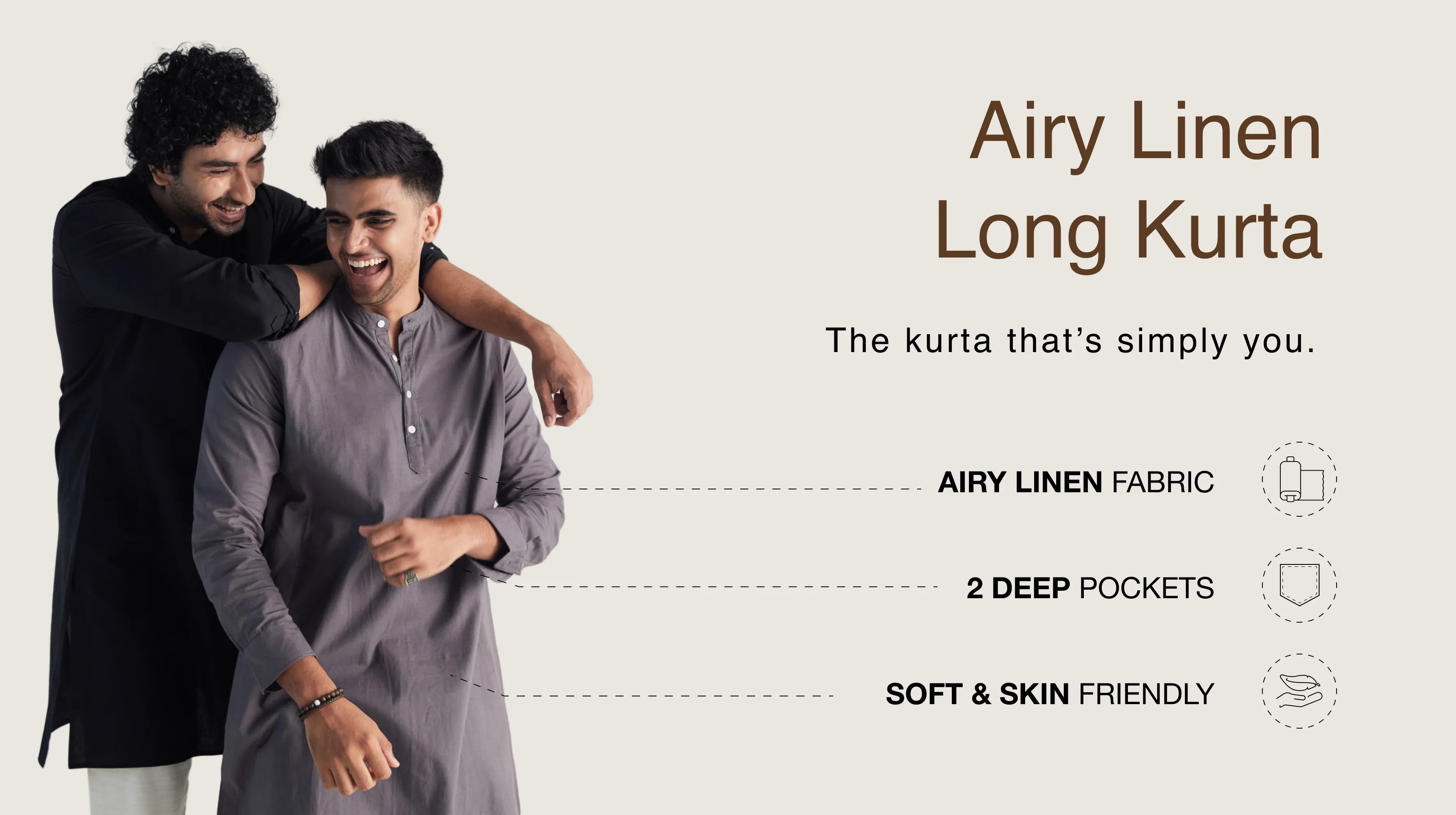 AIRY LINEN LONG KURTAS banner mobile