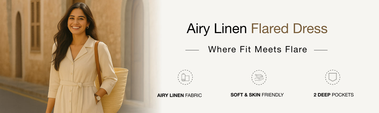 Airy Linen Flared Dress banner desktop