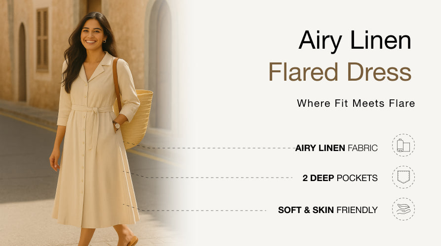 Airy Linen Flared Dress banner mobile