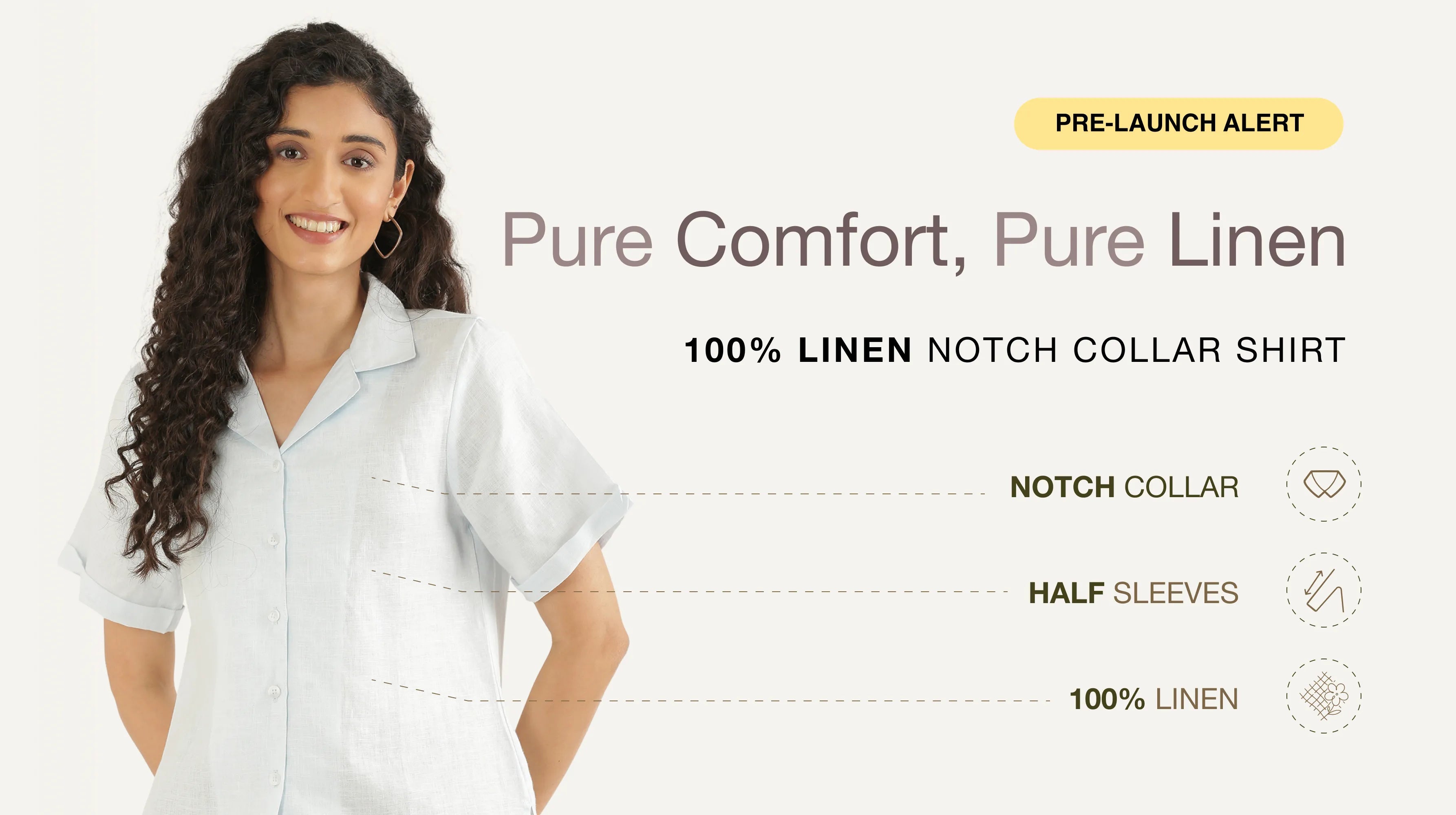 Women 100% Linen Notch Collar Shirts banner mobile