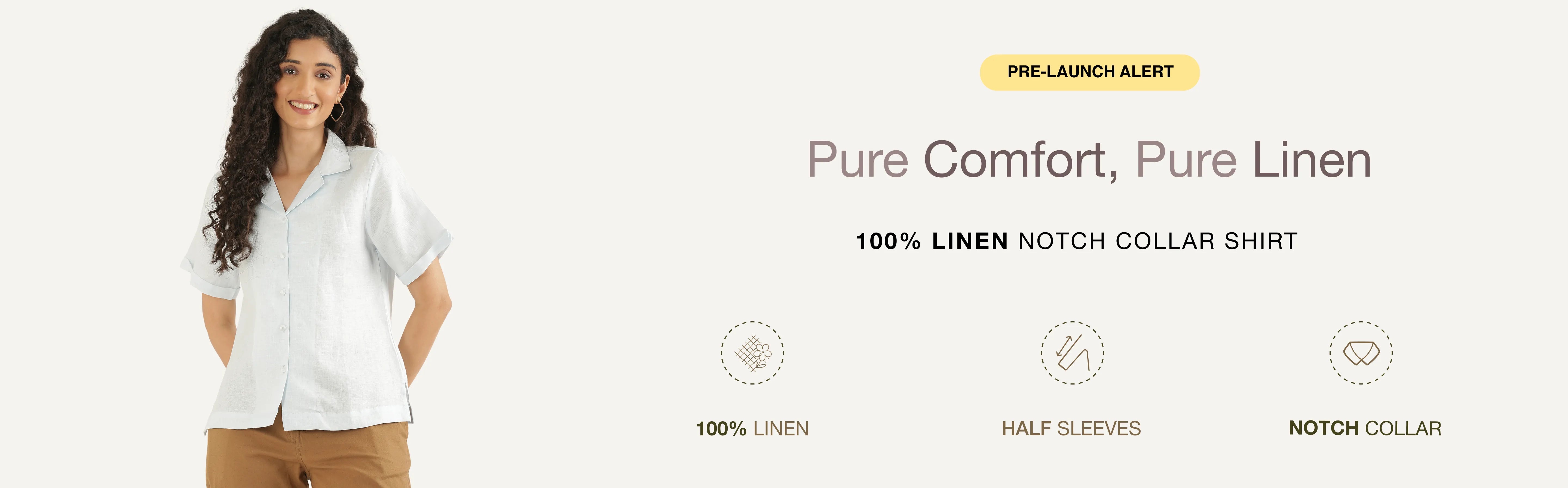 Women 100% Linen Notch Collar Shirts banner desktop