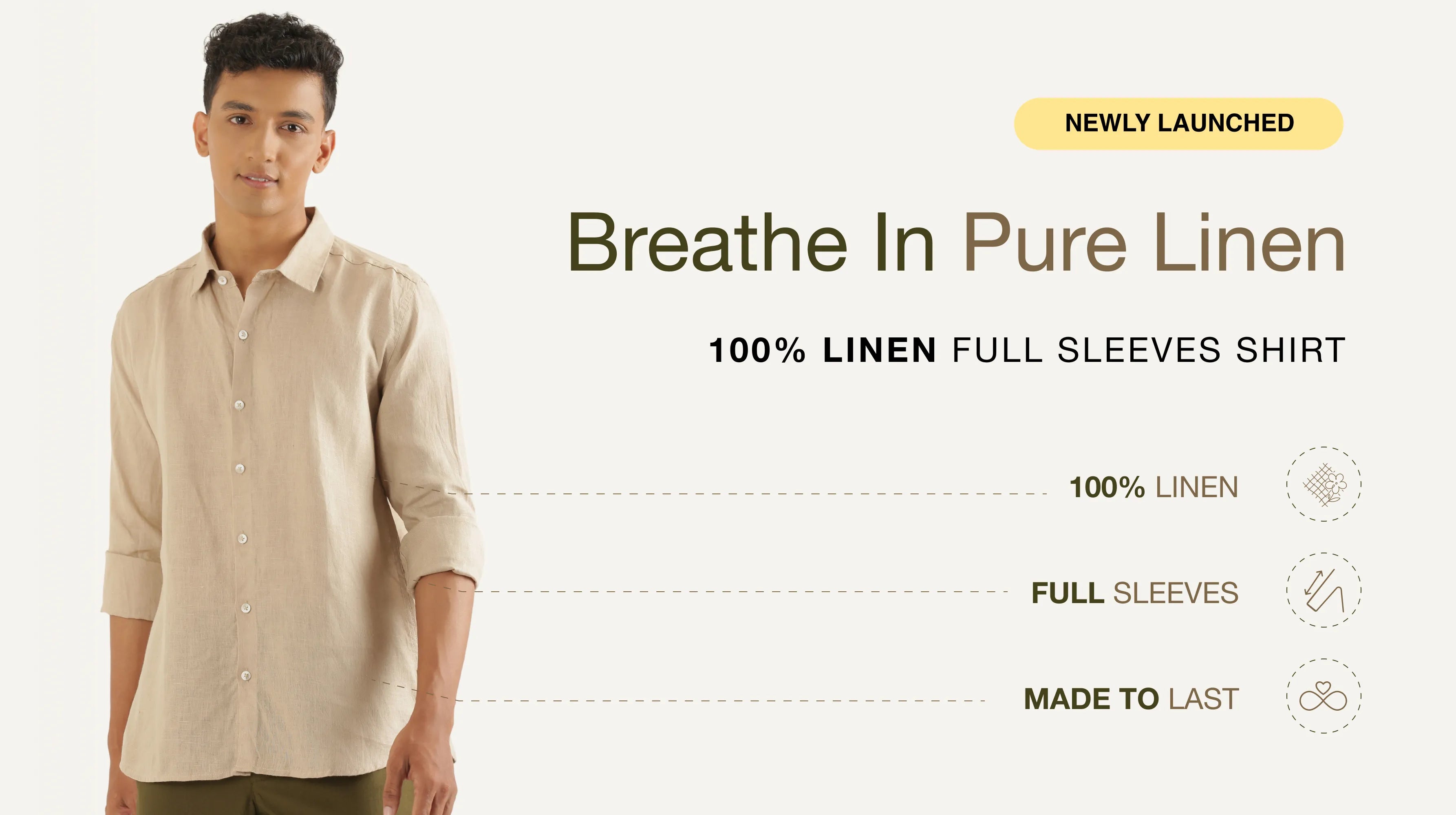 Men Pure Linen Full Sleeve Shirts banner mobile