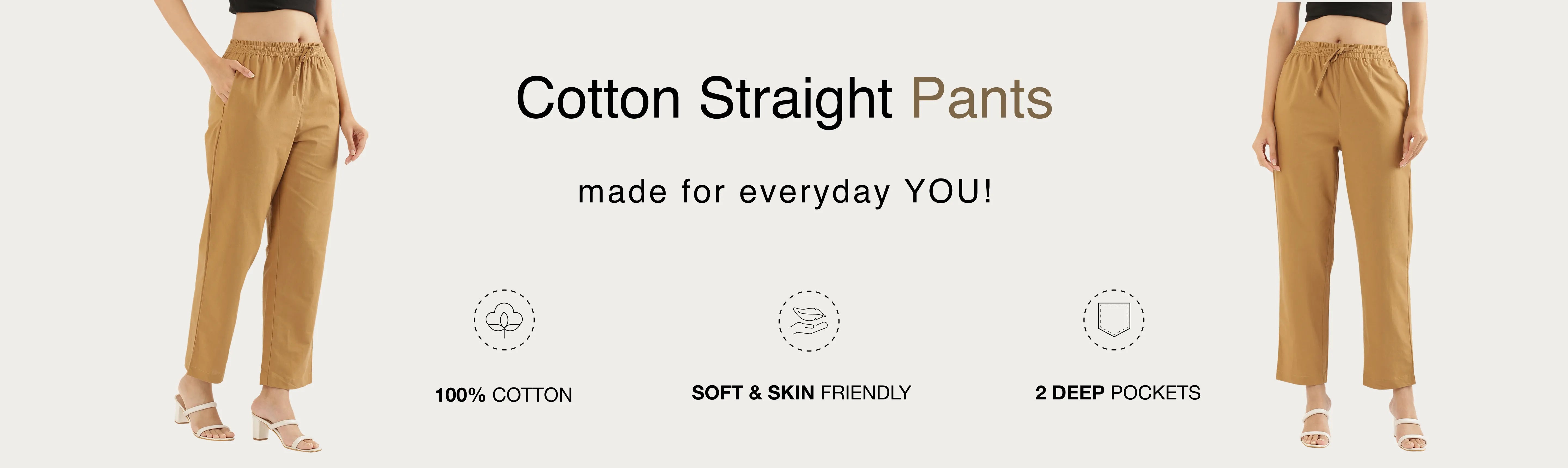 Women Cotton Straight Pants banner desktop