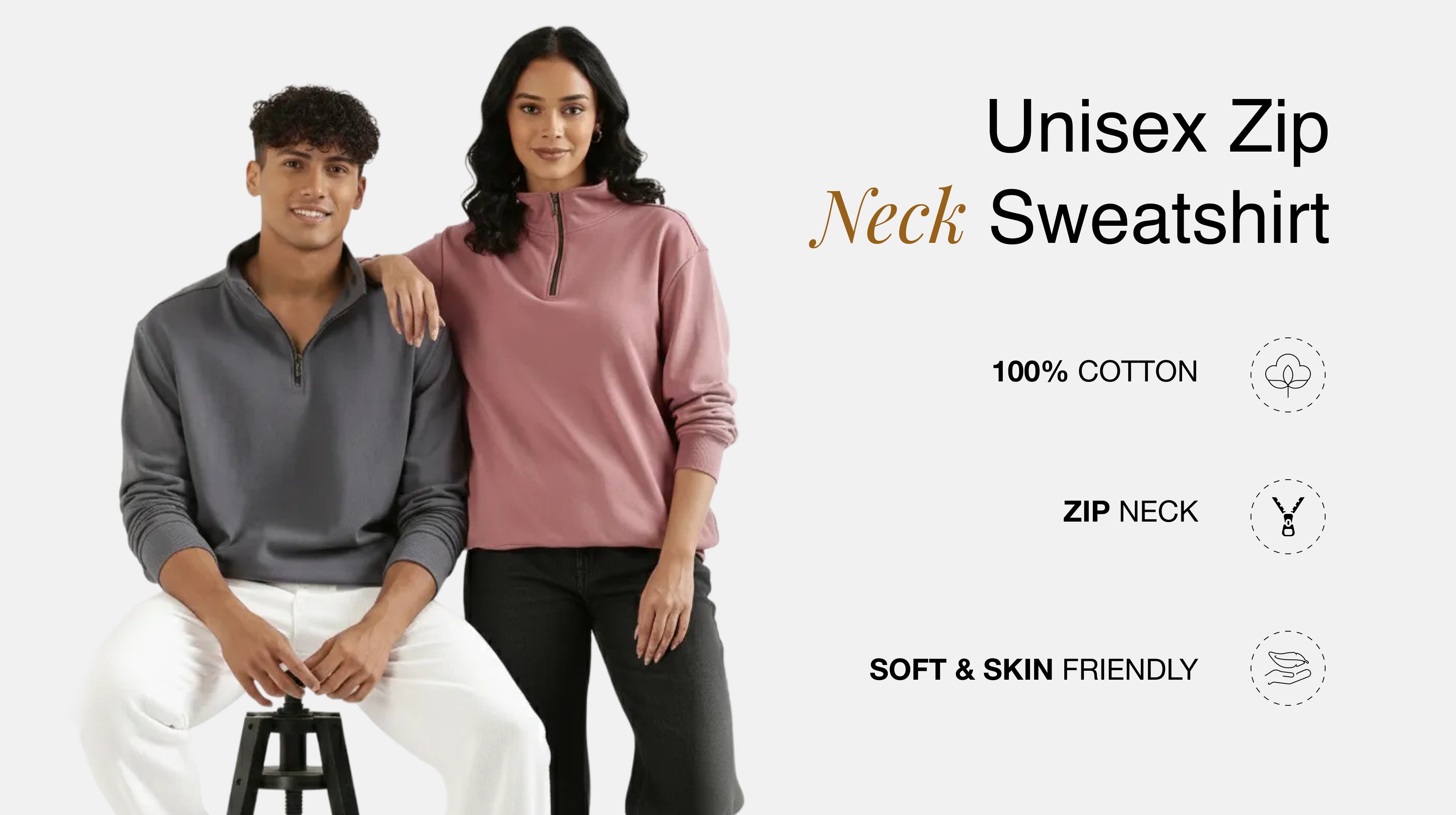 Unisex Zip Neck Sweatshirts banner mobile