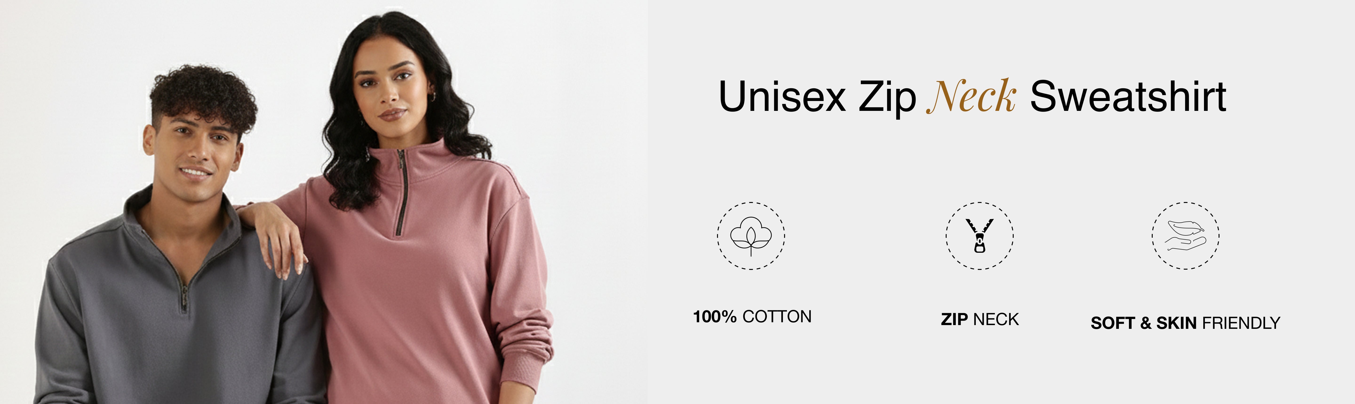 Unisex Zip Neck Sweatshirts banner desktop