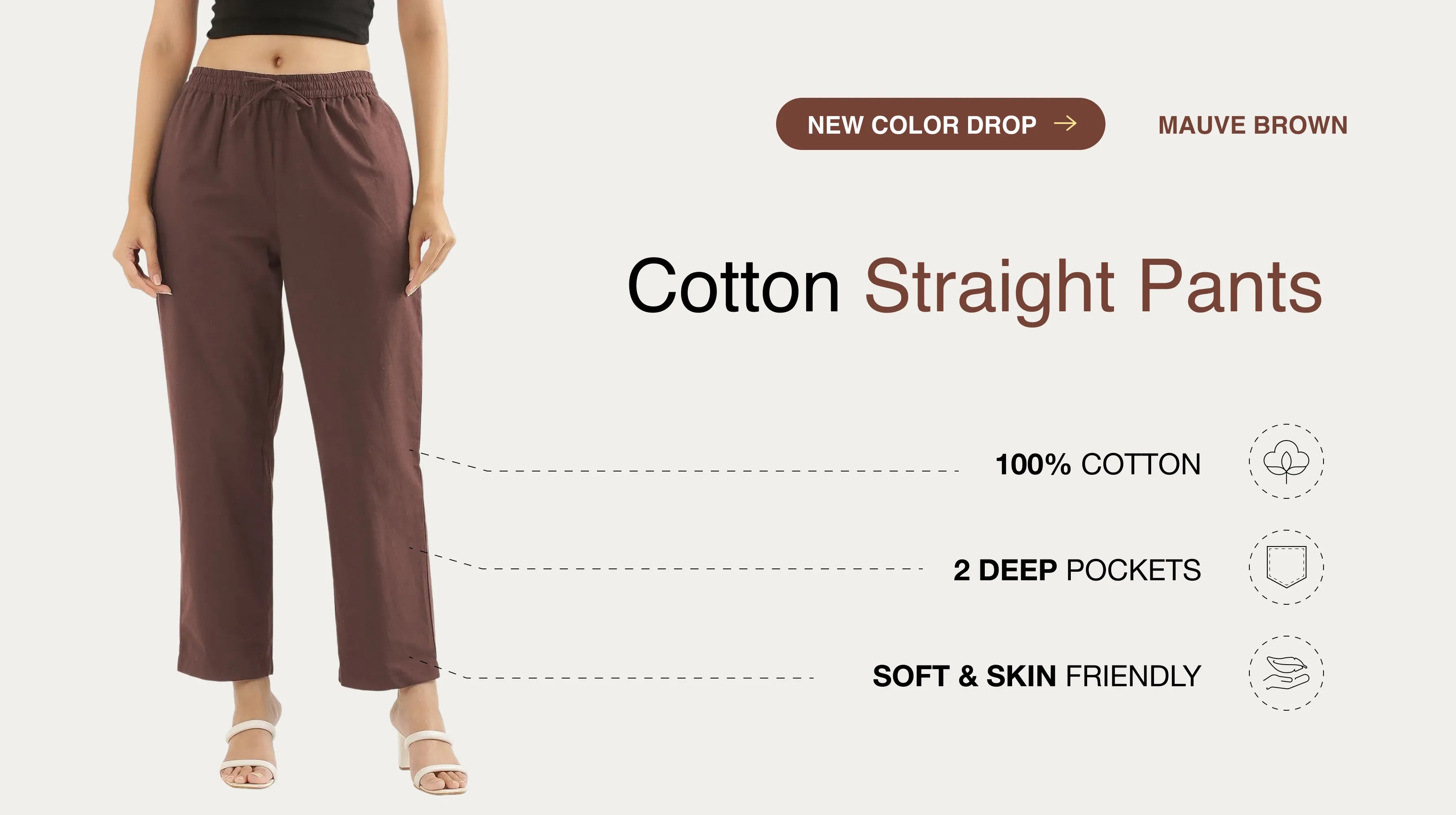 Women Cotton Straight Pants banner mobile