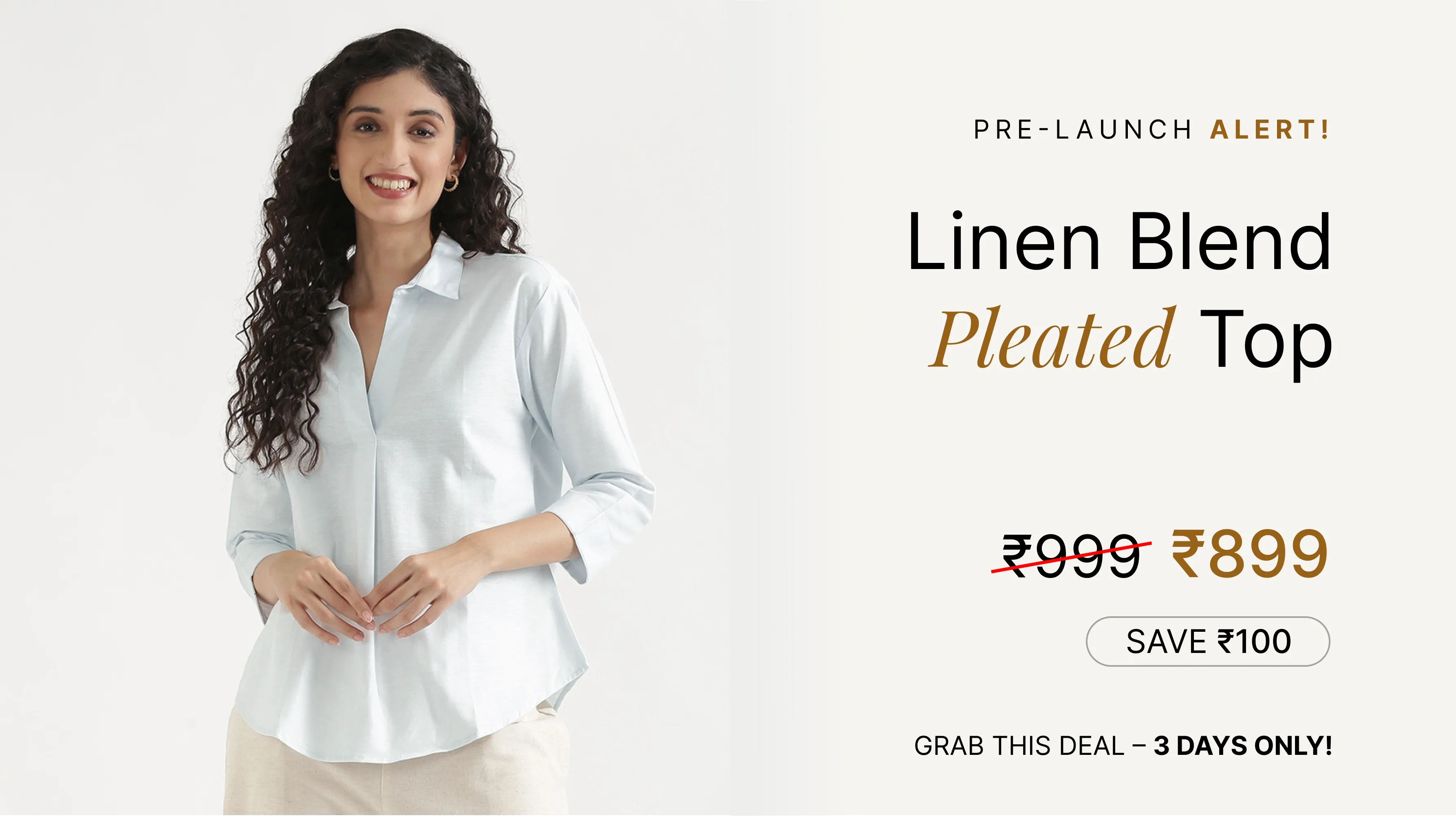 Women Linen Blend Pleated Tops banner mobile