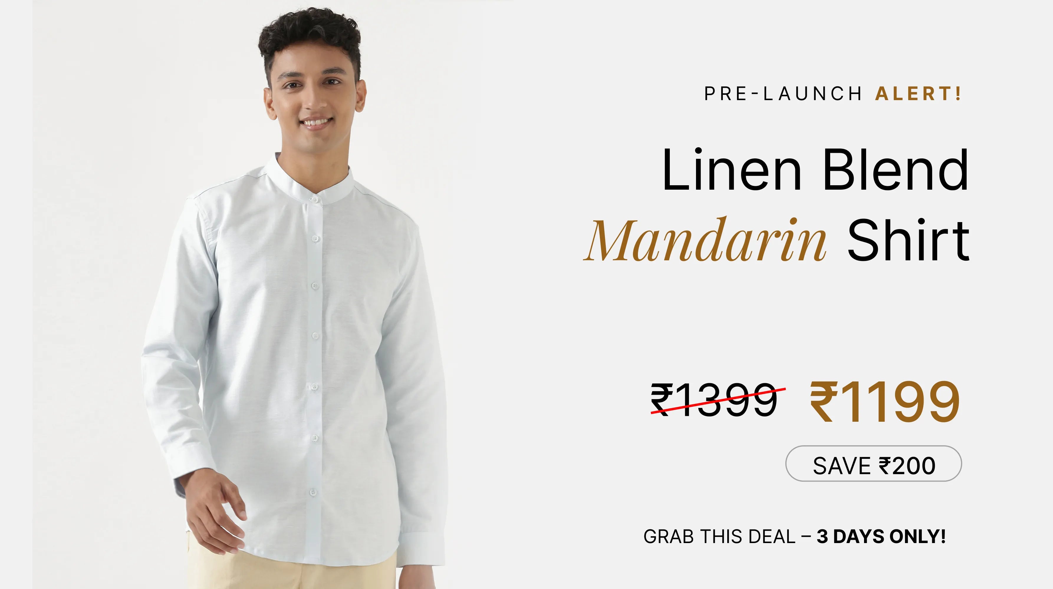 Men Linen Blend Mandarin Collar Shirts banner mobile