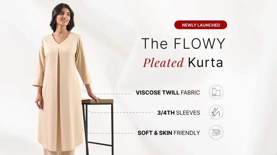 Women Flowy Pleated Kurta banner mobile