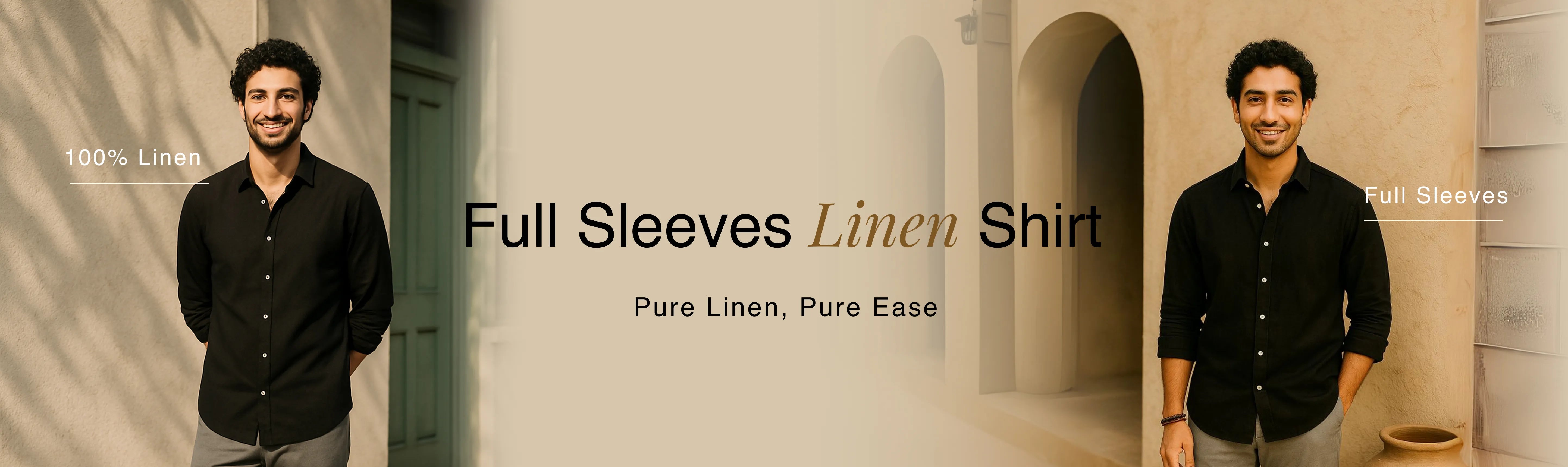 Men 100% Linen Full Sleeve Shirt banner desktop