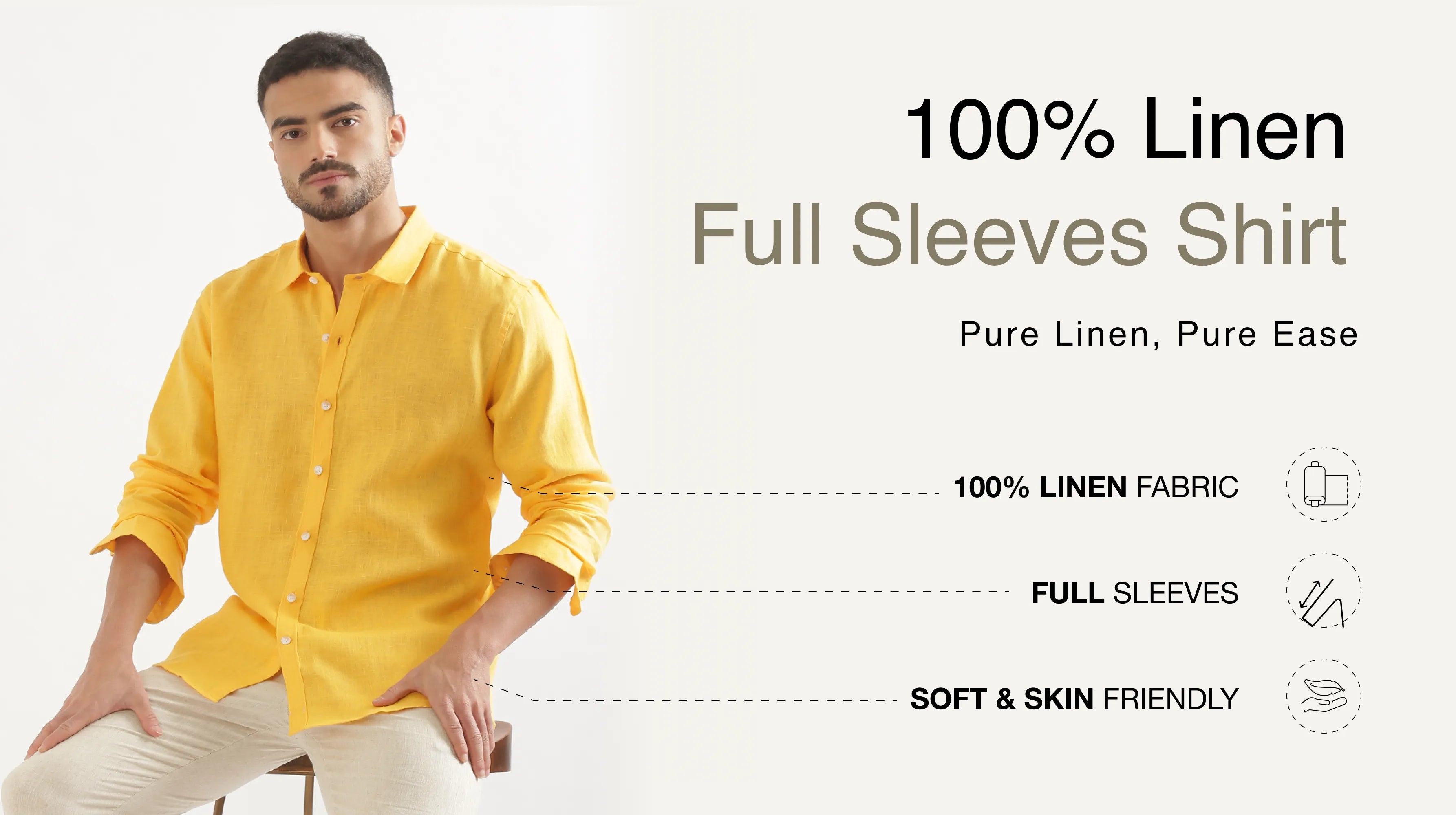 Men 100% Linen Full Sleeve Shirt banner mobile