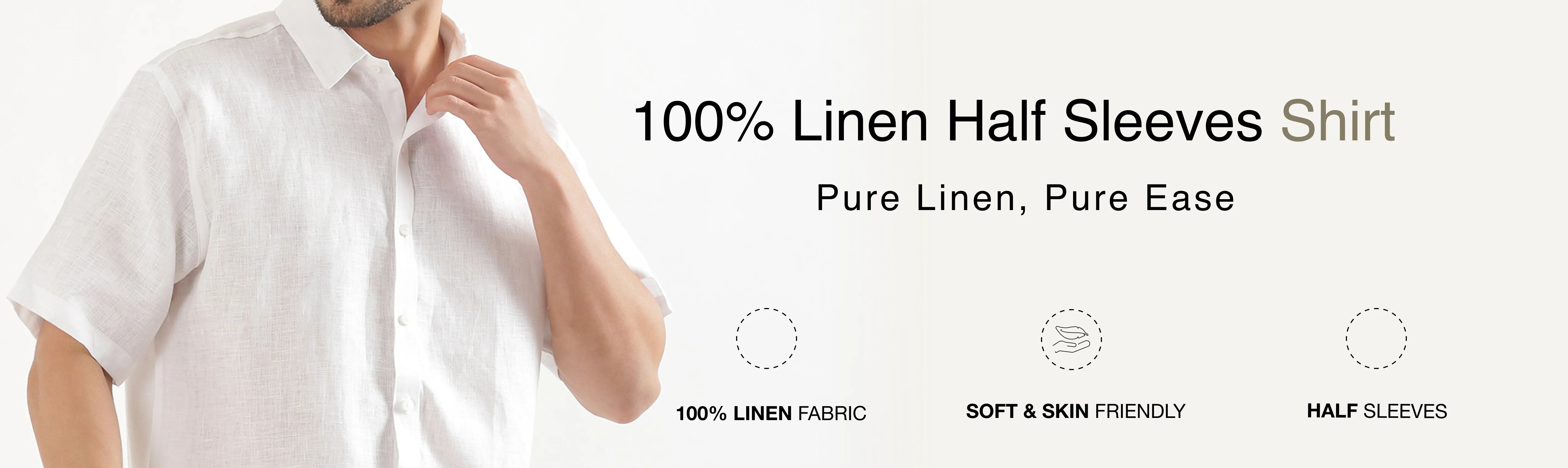 Men 100% Linen Half Sleeve Shirt banner desktop