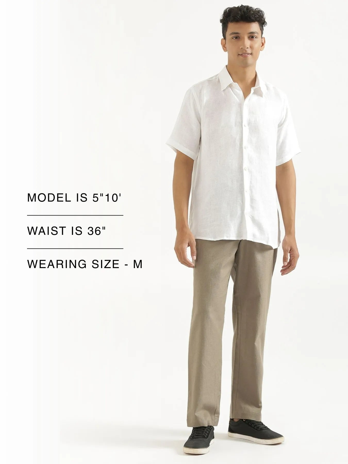 Men Khakhi Linen Blend Straight Pant