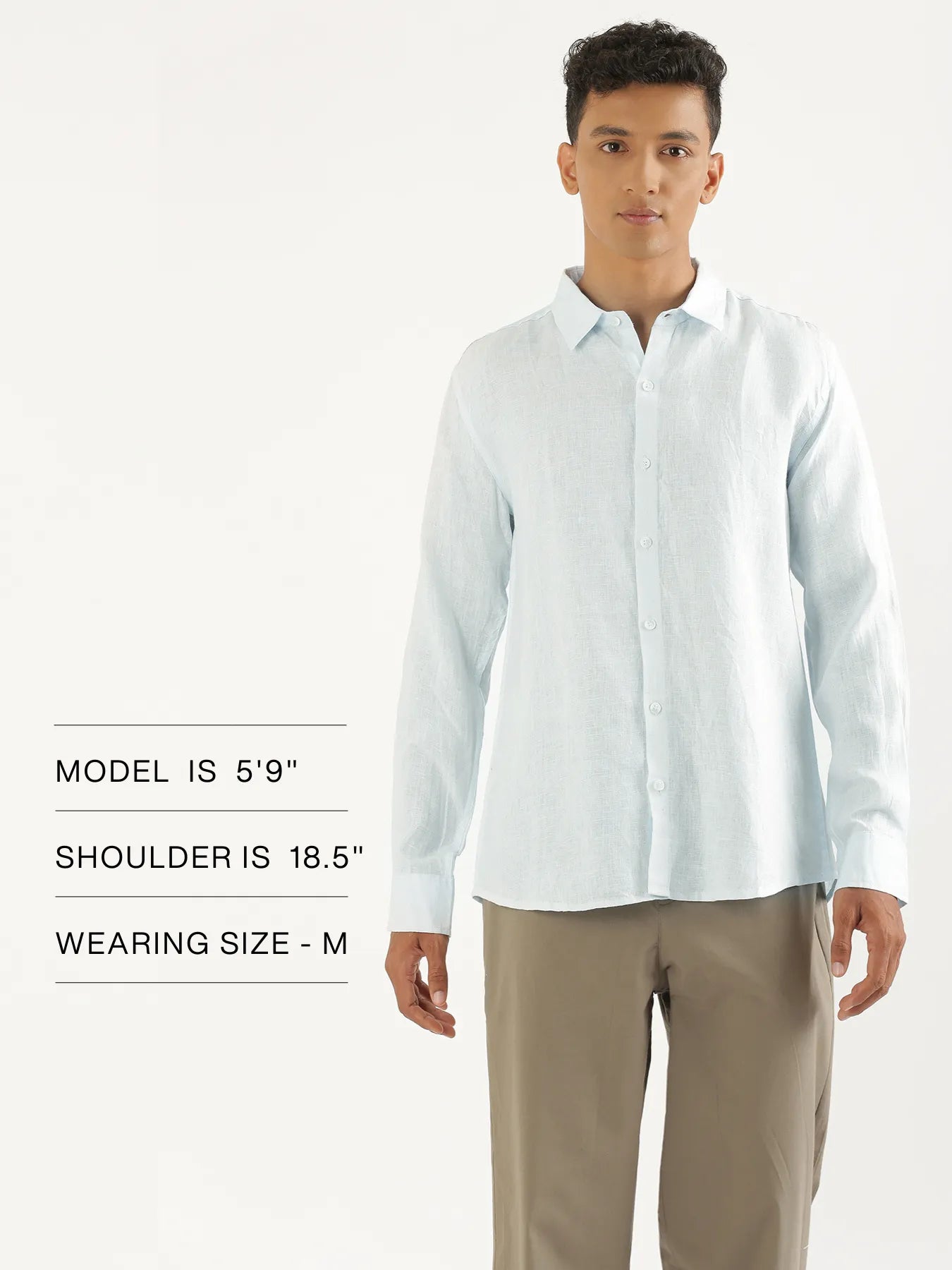 Men Light Blue Pure Linen Full Sleeve Shirt