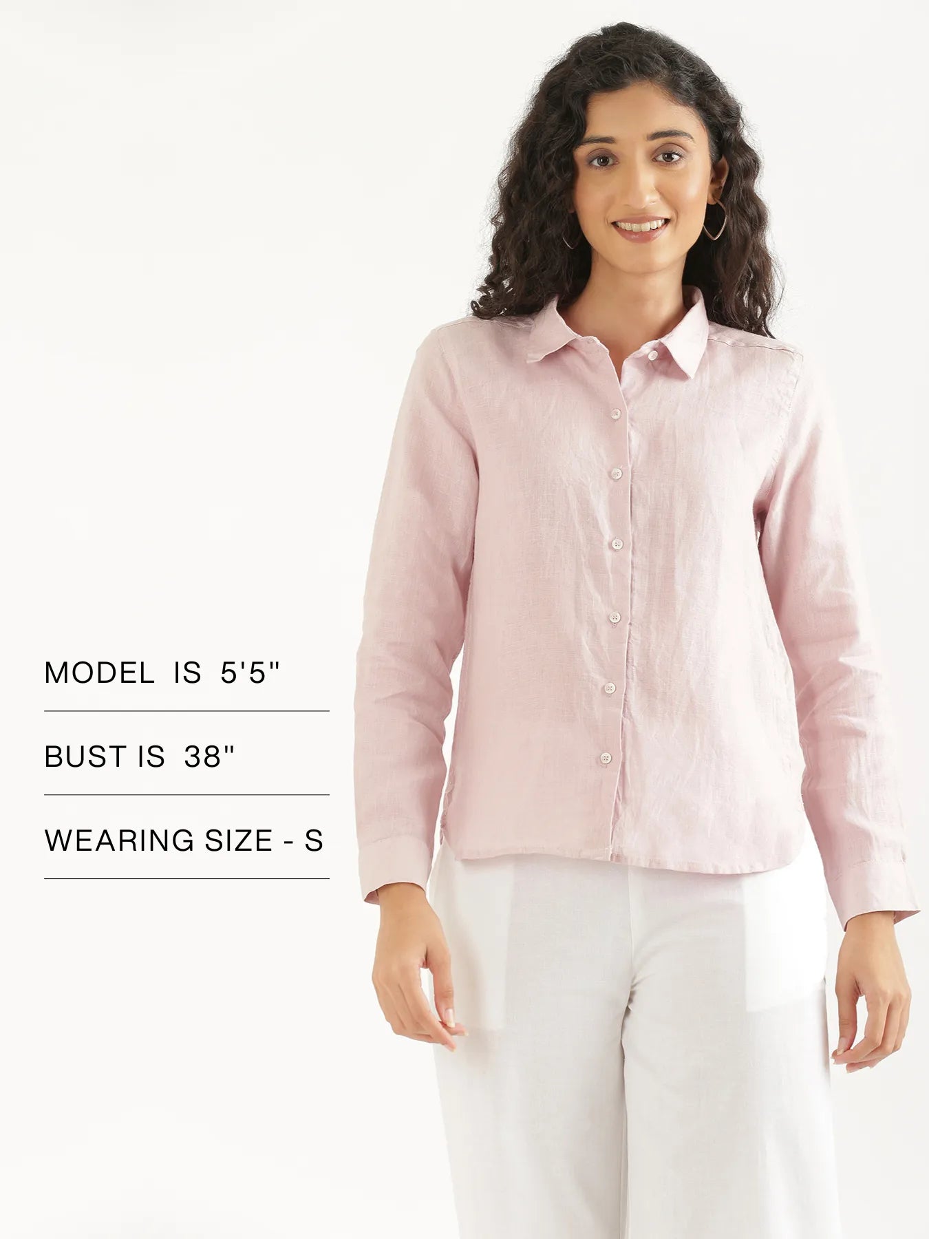 Women Light Pink Pure Linen Shirt