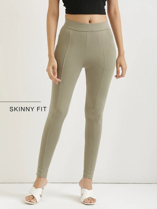 Women Mint Green 4-Way Stretchable Pants