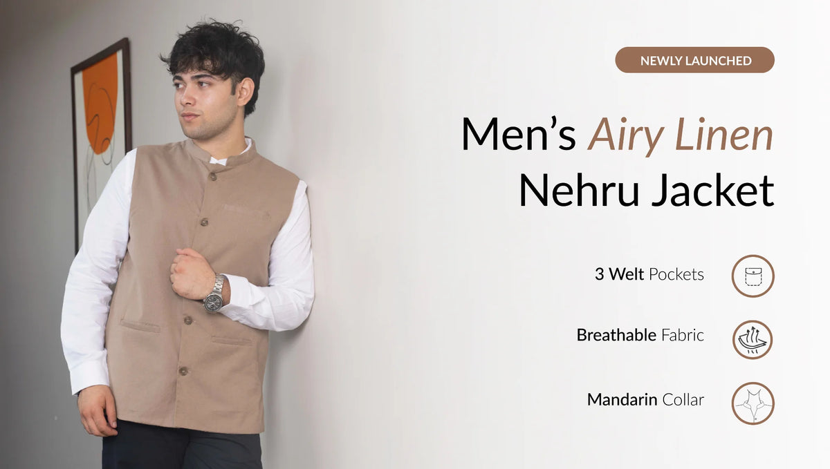 Men Airy Linen Nehru Jacket