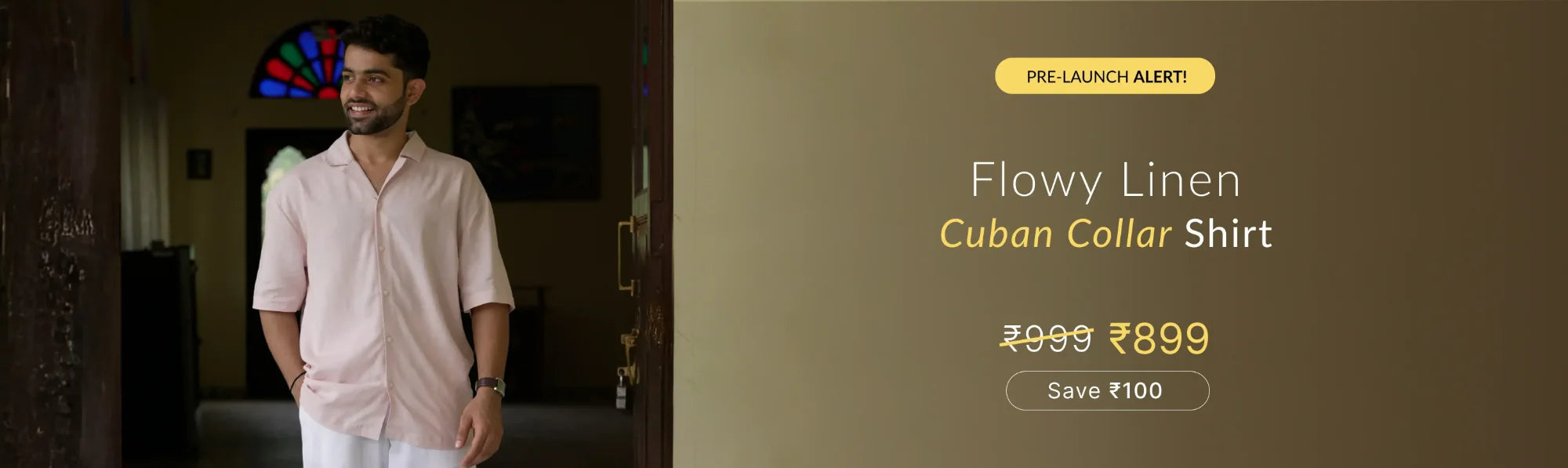 Men Flowy Linen Cuban Collar Shirt banner desktop