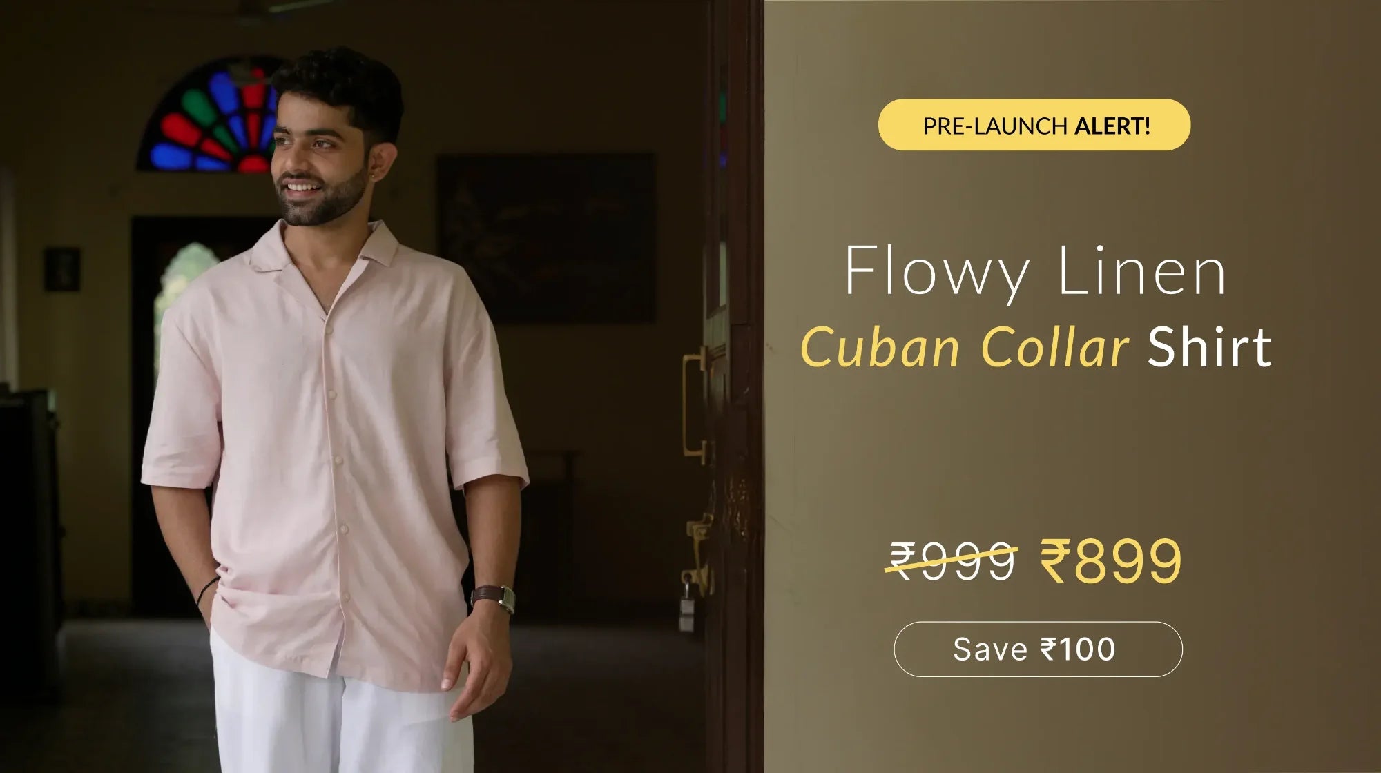 Men Flowy Linen Cuban Collar Shirt banner mobile
