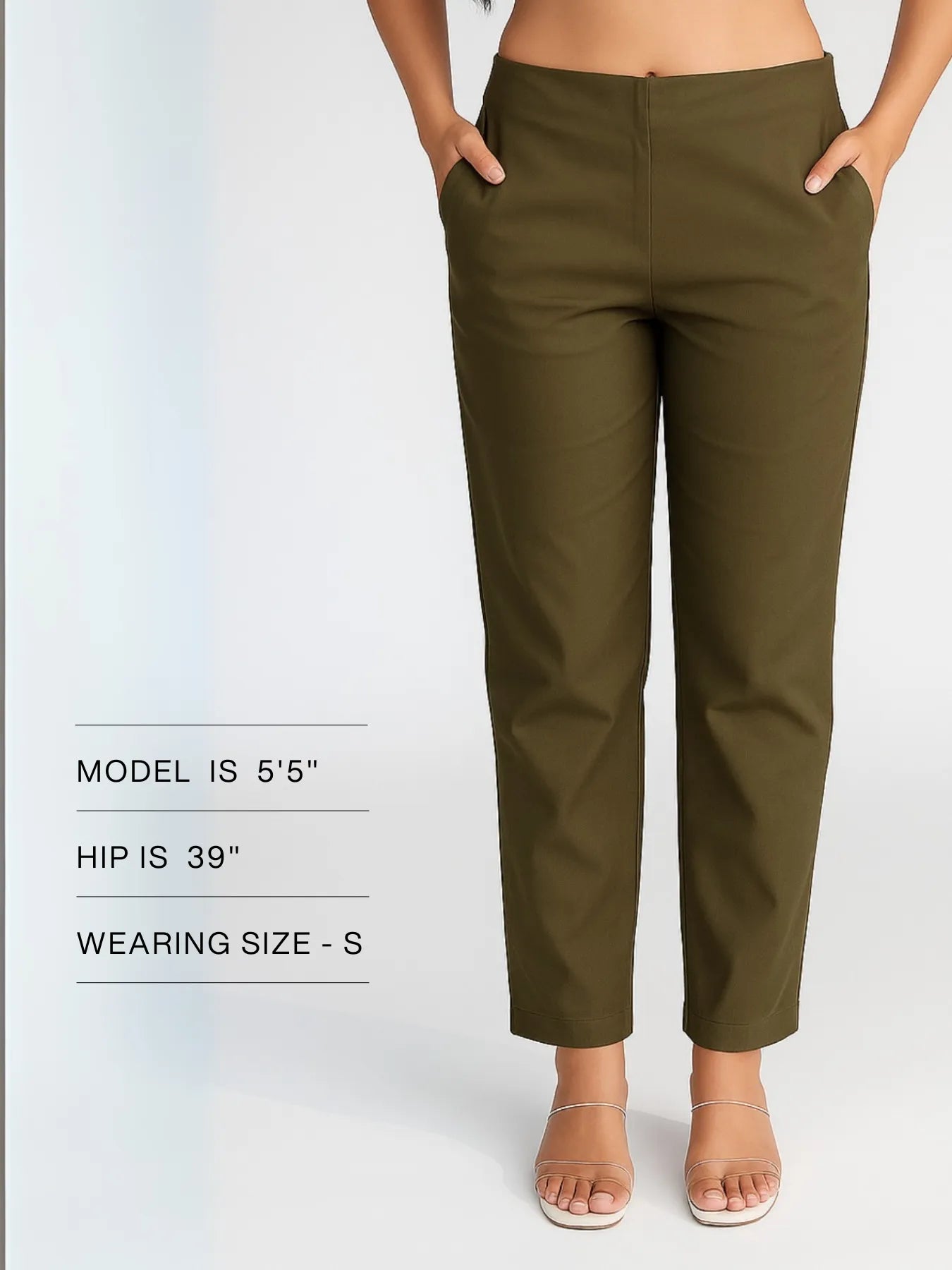 Women Olive Green Straight Fit Formal Pants
