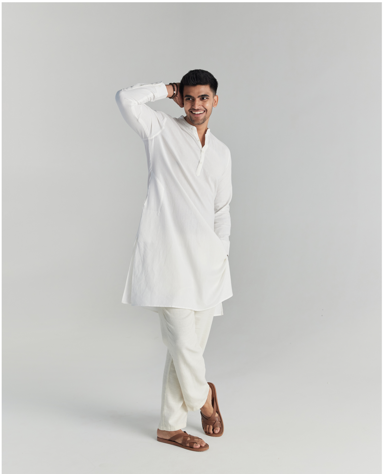 White Airy Linen Long Kurta