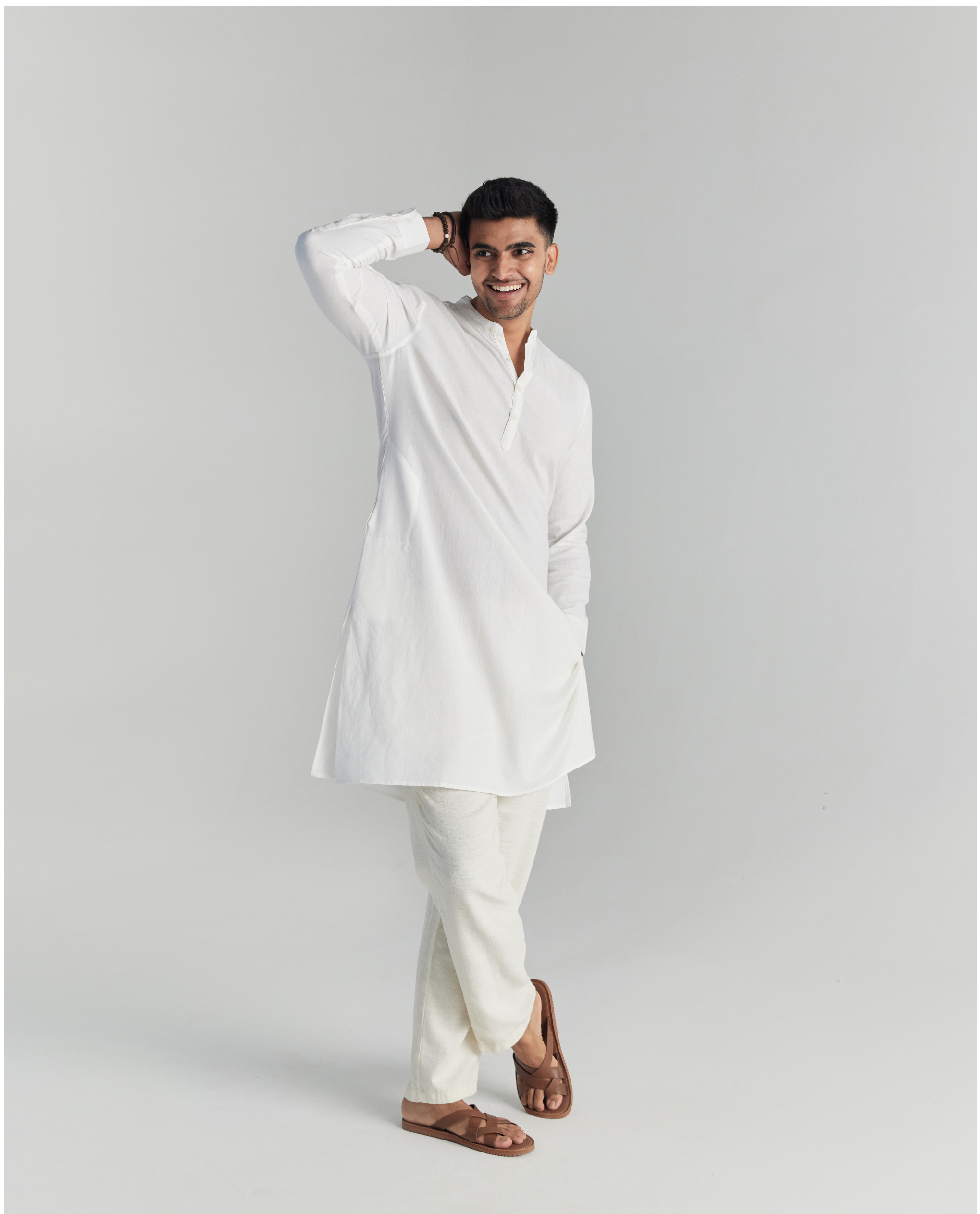 White Airy Linen Long Kurta