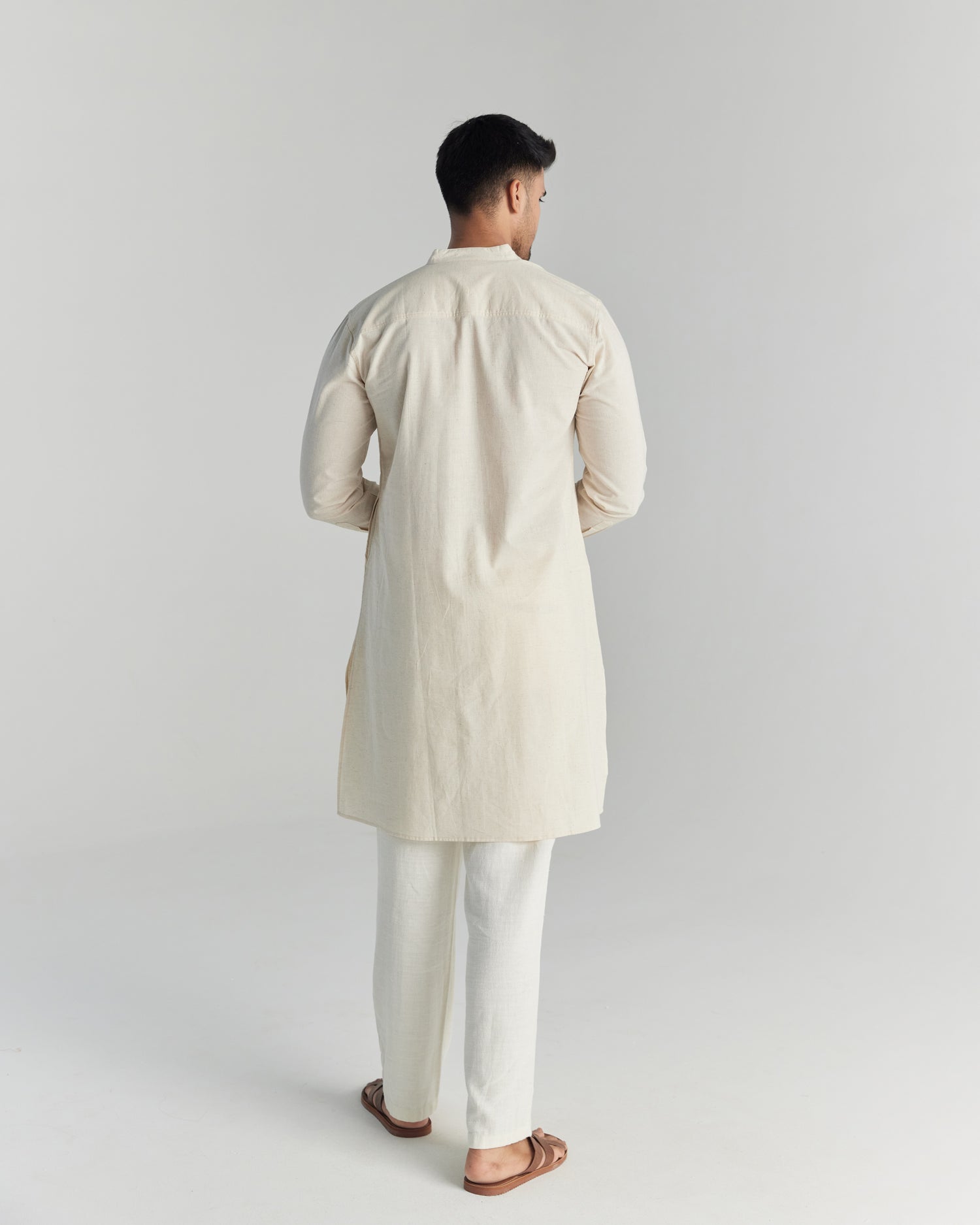 Ecru Airy Linen Long Kurta