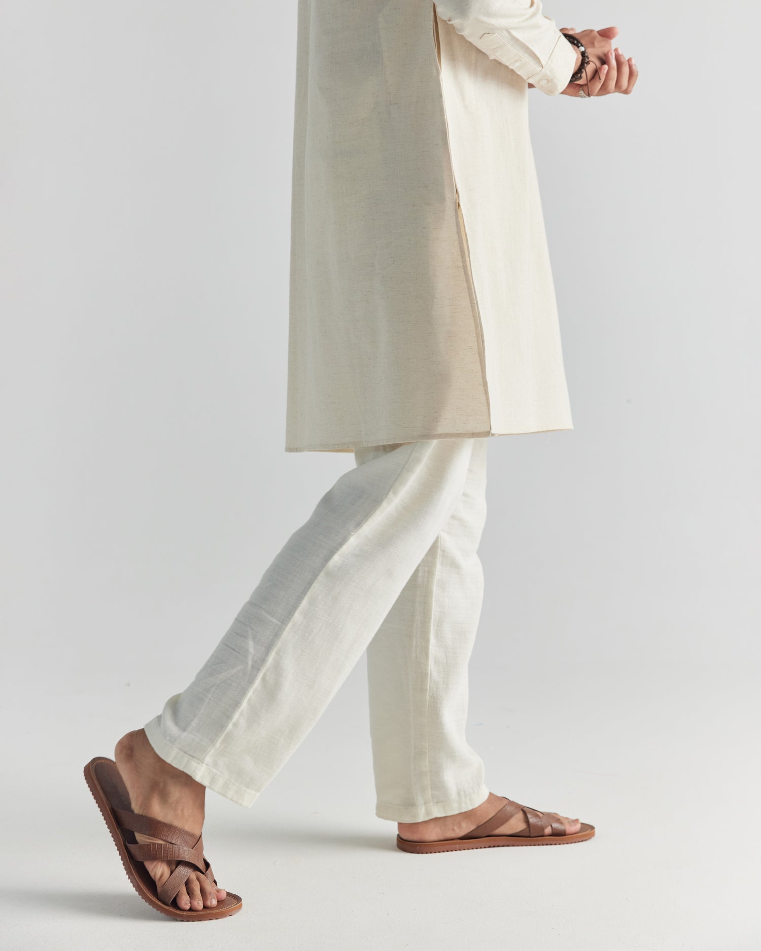 Ecru Airy Linen Long Kurta