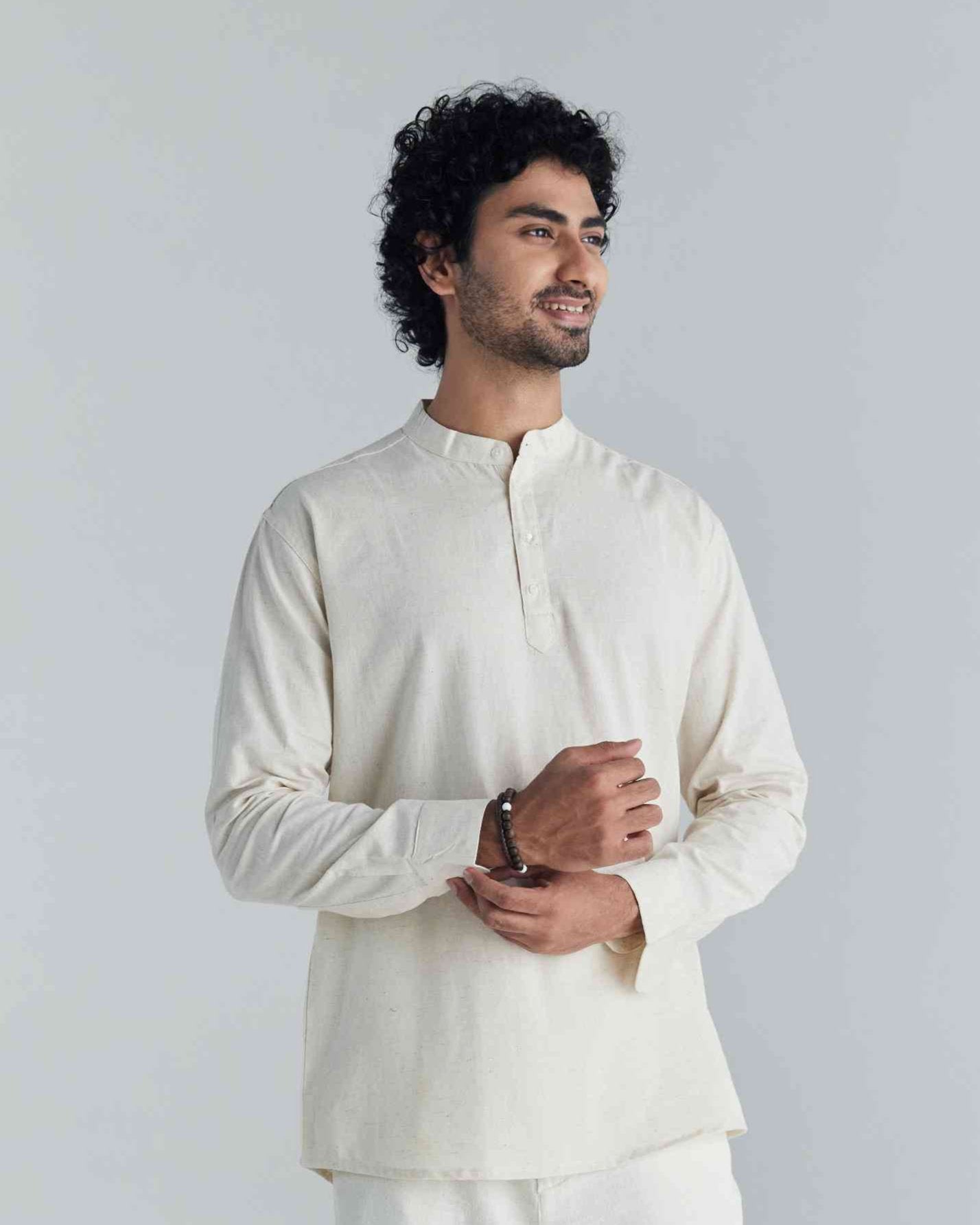 Ecru Airy Linen Short Kurta