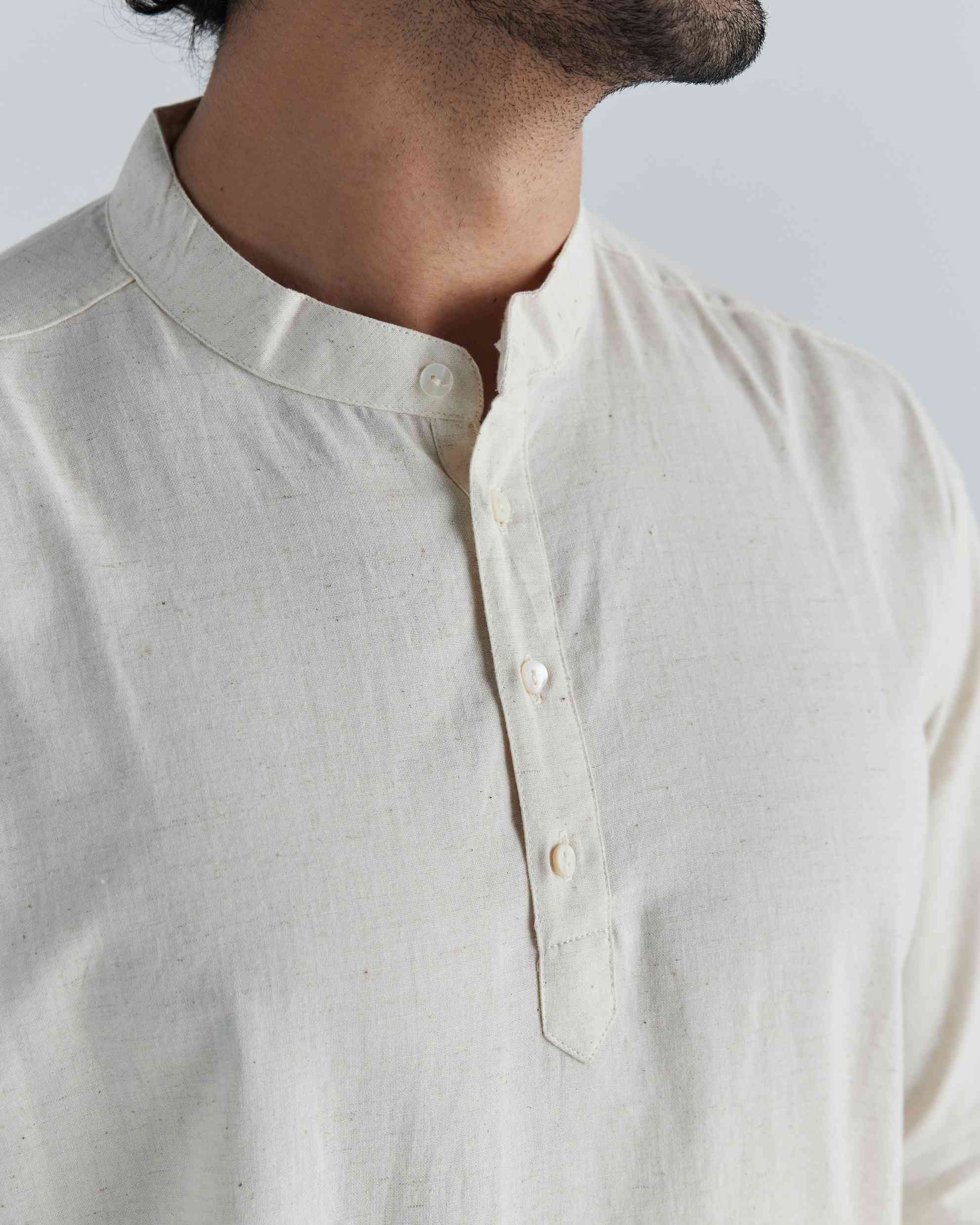 Ecru Airy Linen Short Kurta