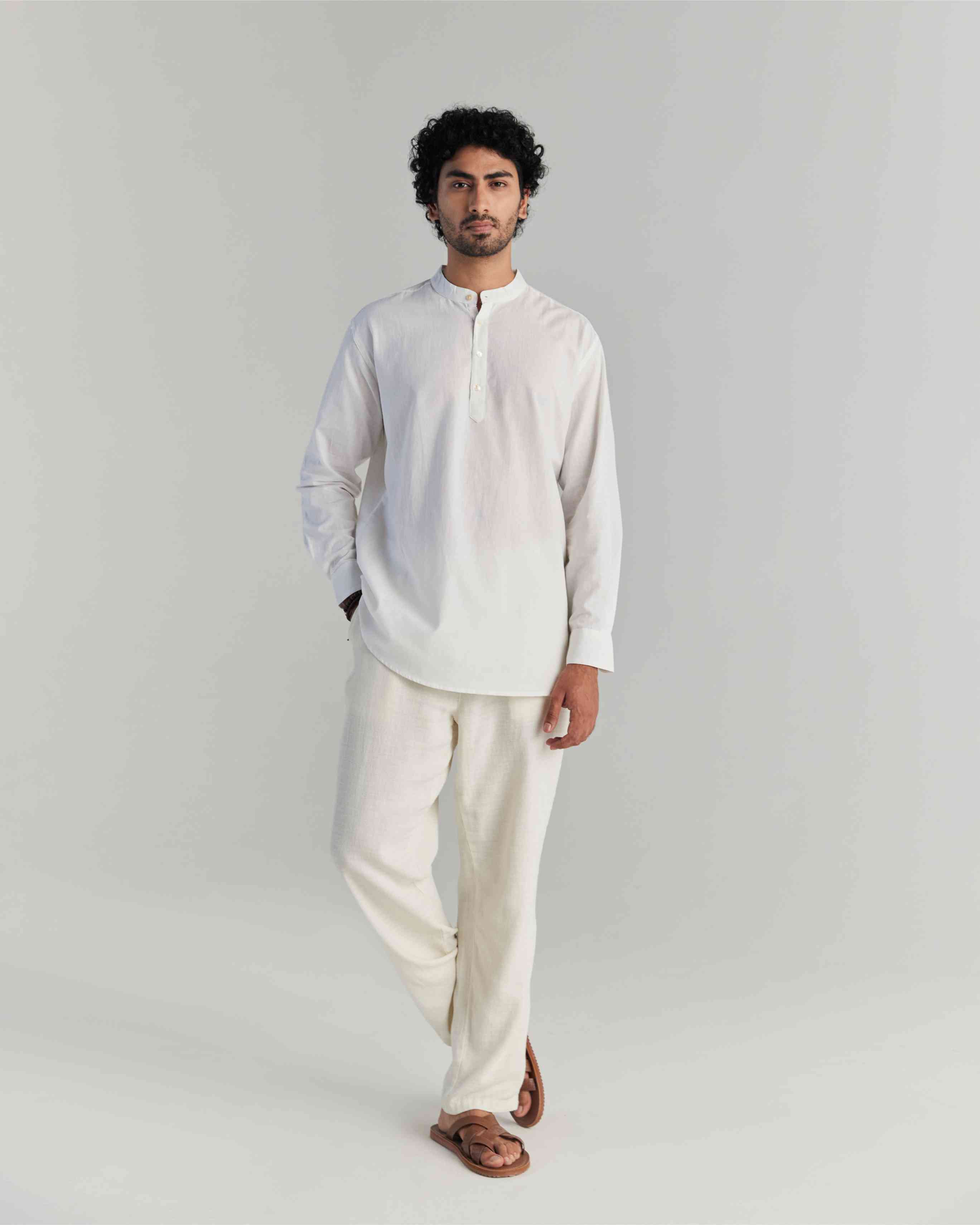 White Airy Linen Short Kurta