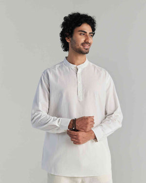 White Airy Linen Short Kurta