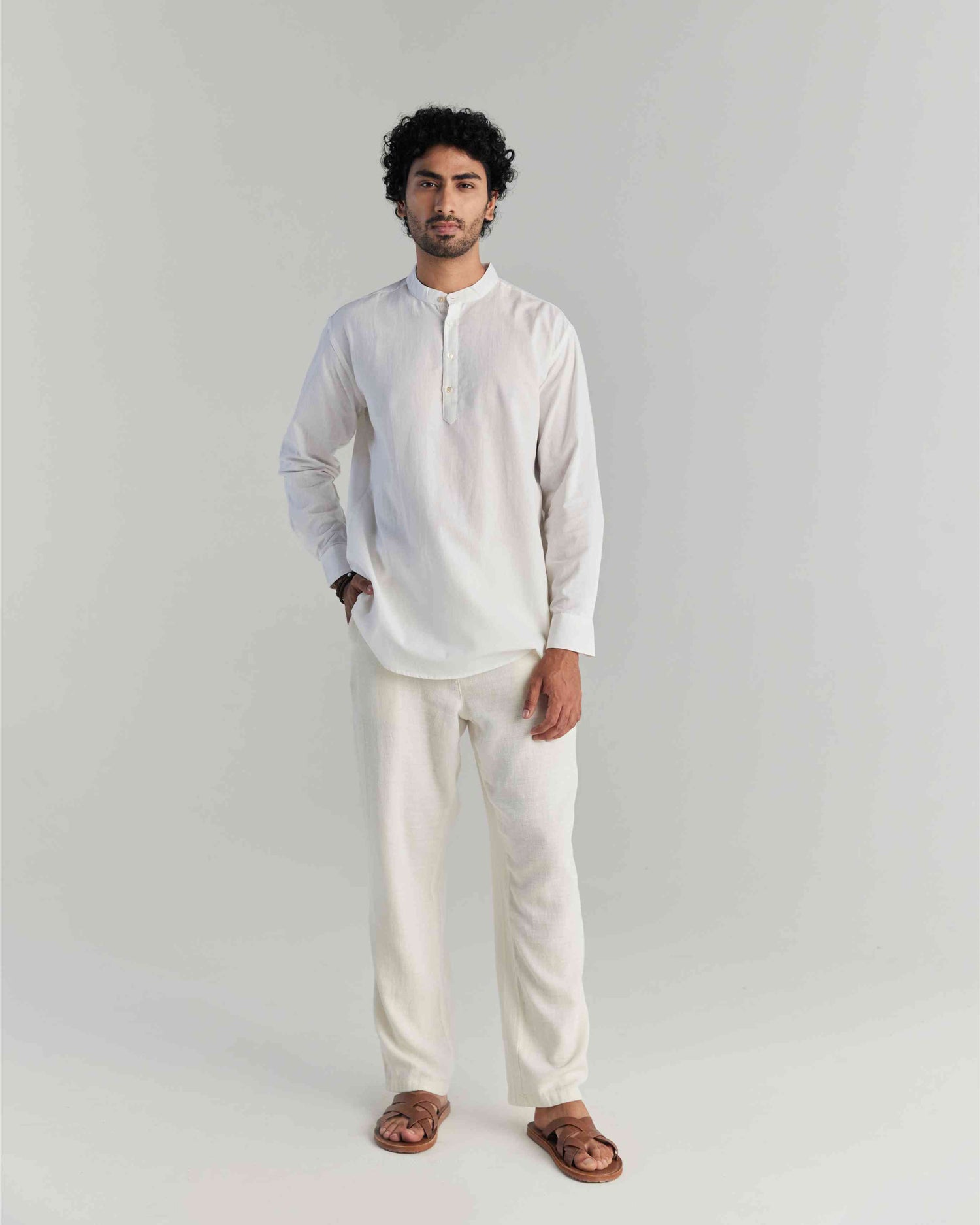 White Airy Linen Short Kurta