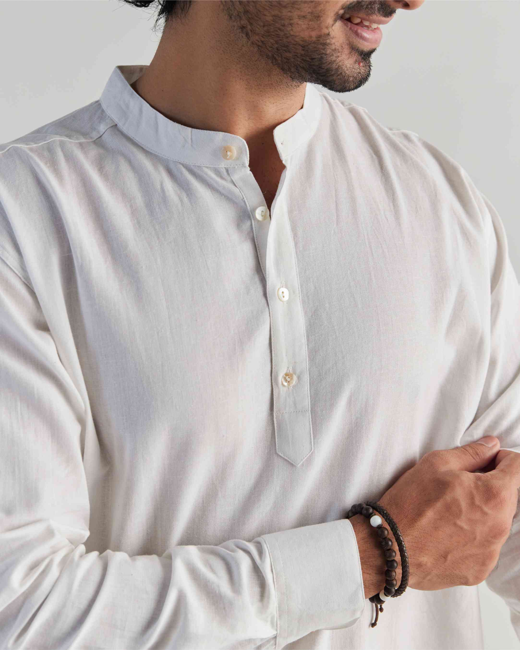 White Airy Linen Short Kurta