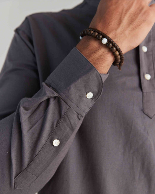 Men Grey Airy Linen Short Kurta