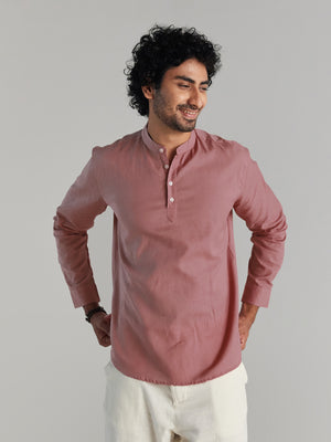 Rose Taupe Airy Linen Short Kurta