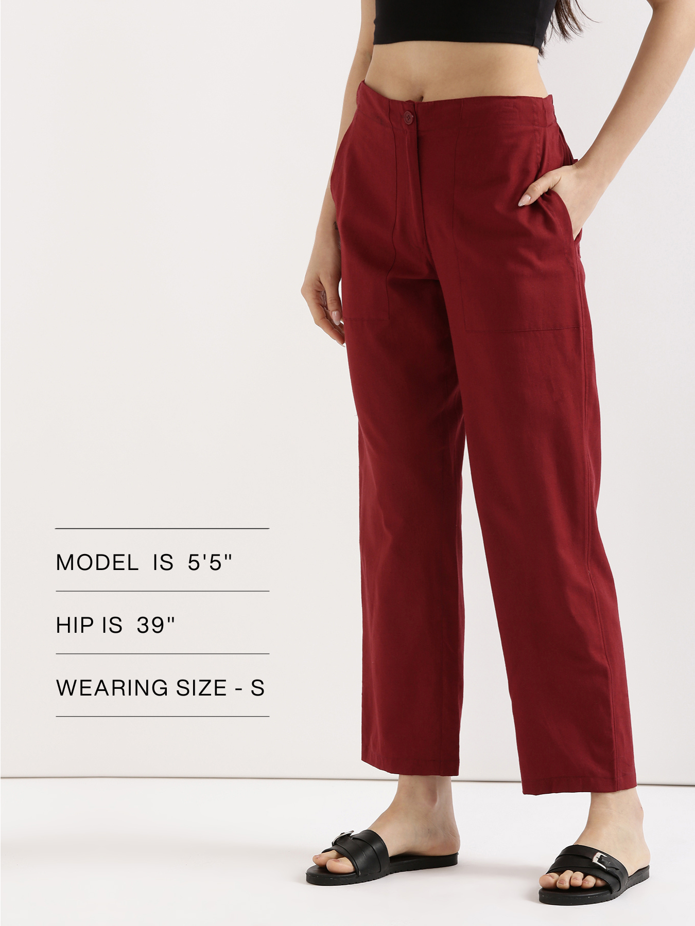 Maroon Airy Linen Pants