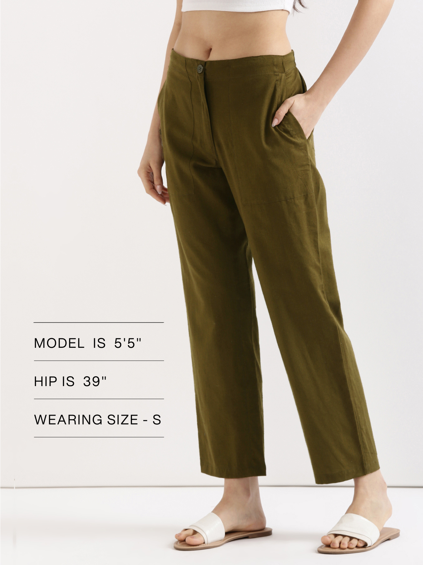 Olive Green Airy Linen Pants