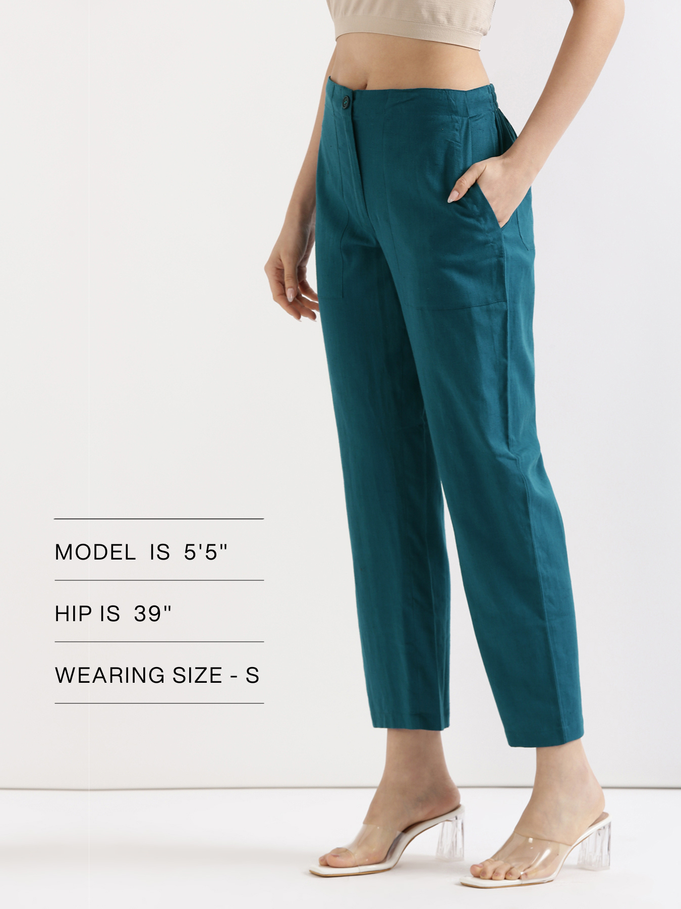 Turquoise Airy Linen Pants