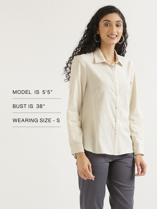 Women Ecru Airy-Linen Shirt
