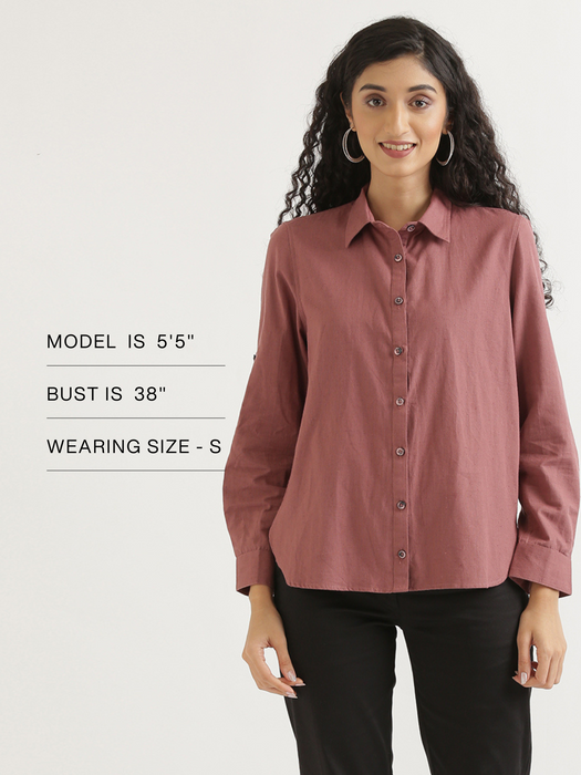 Women Rose Taupe Airy-Linen Shirt