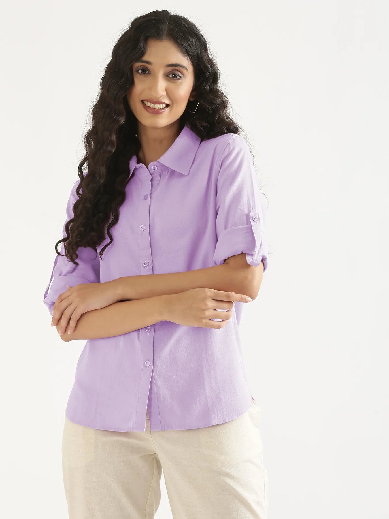 Women Lilac Airy-Linen Shirt