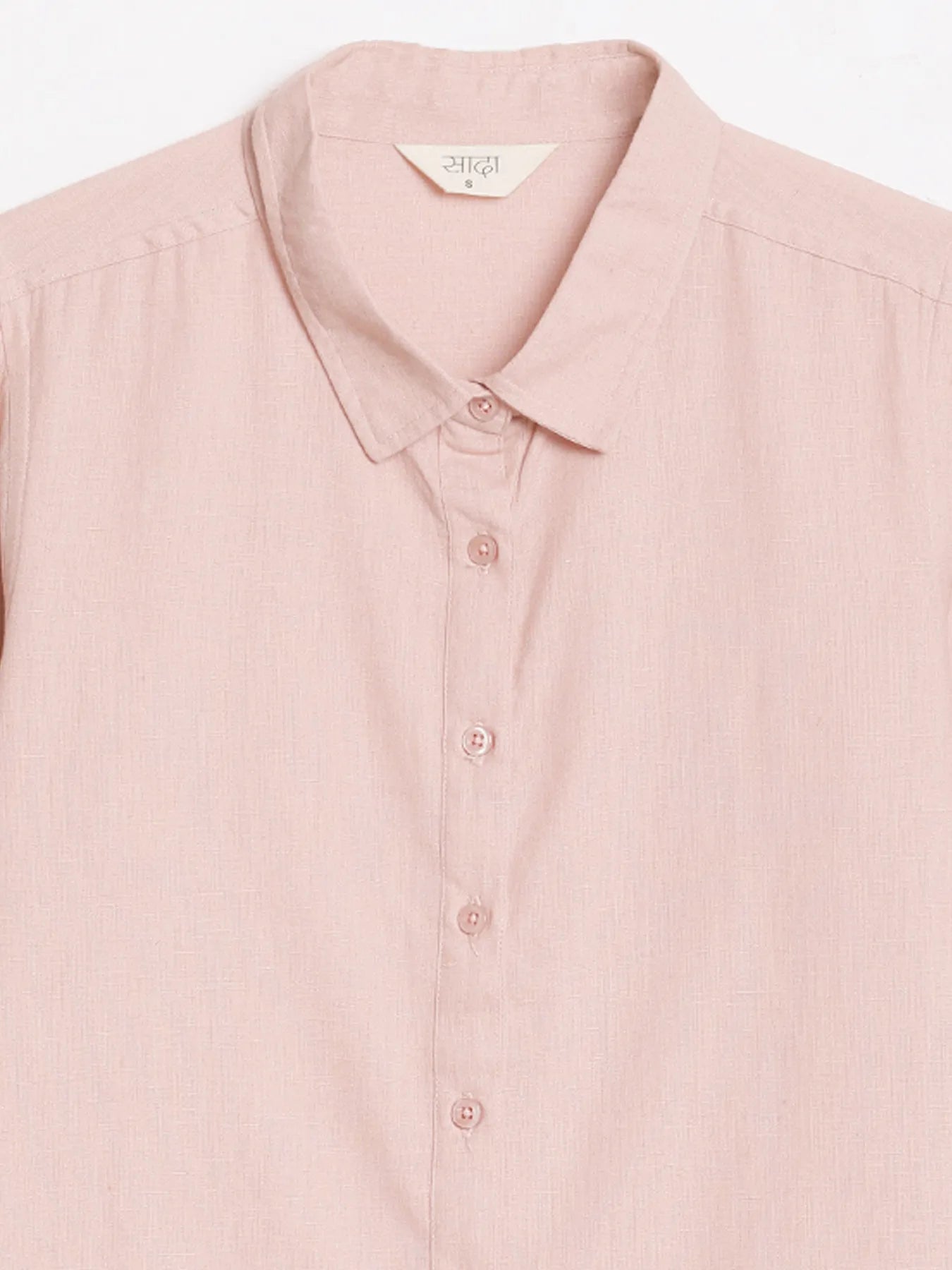 Women Salmon Pink Airy-Linen Shirt