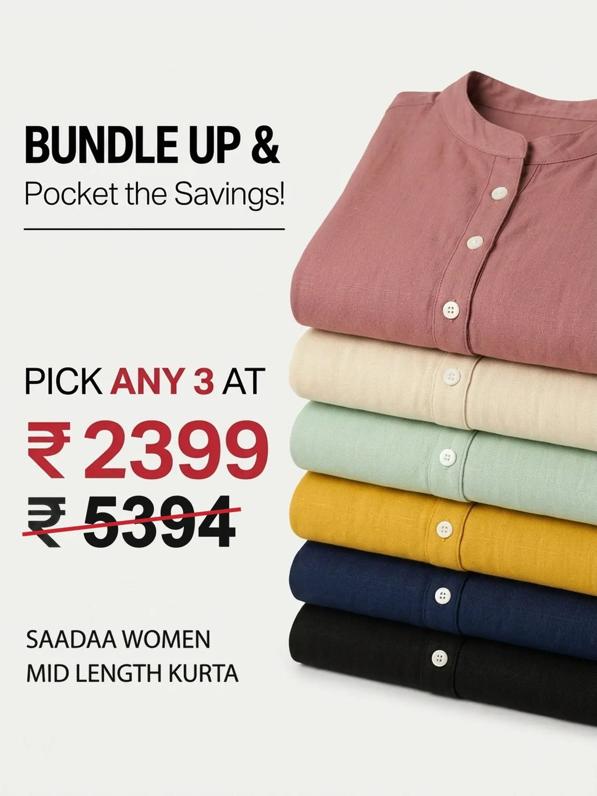 Pick Any 3 banner - Pick Any 3 Women Mid Length Kurta