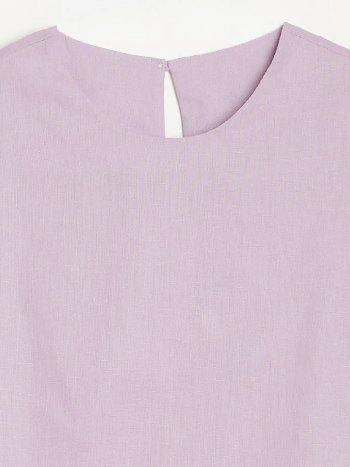 Women Lilac Airy Linen Puff Sleeve Long Kurta