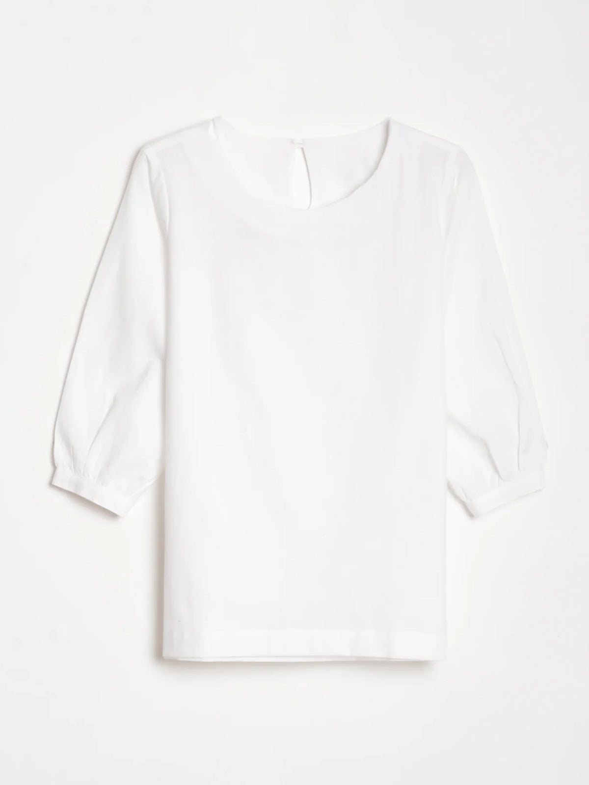 Women White Airy Linen Puff Sleeve Short Kurta