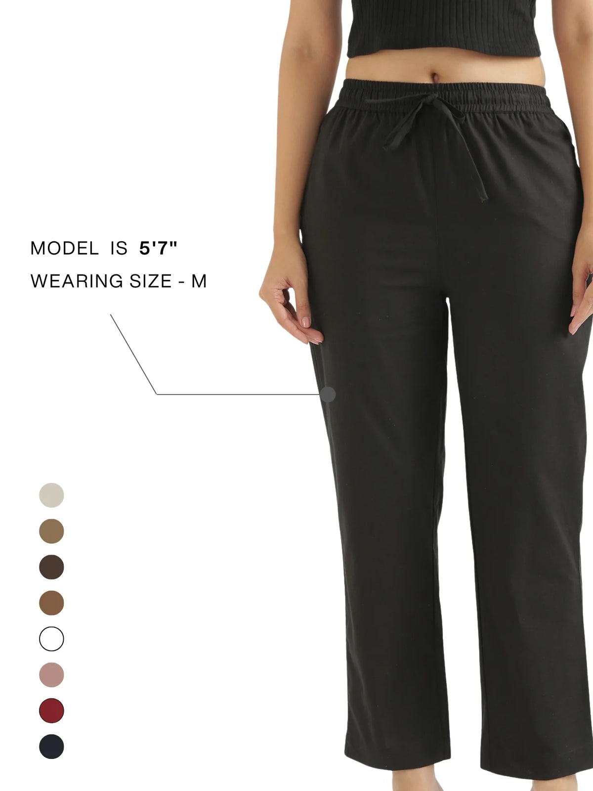 Women Black Airy Linen Relaxed Straight Pant
